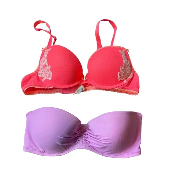 2 Pieces of Push Up Bra Bikini Top Victoria’s Secret Aerie Size 34A 34C - Picture 1 of 4